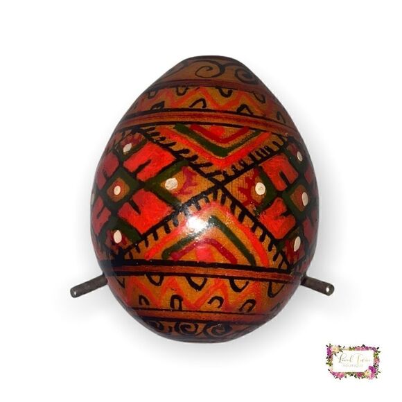 Collectible Decorative Hand Painted Wood Egg - Picture 8 of 9